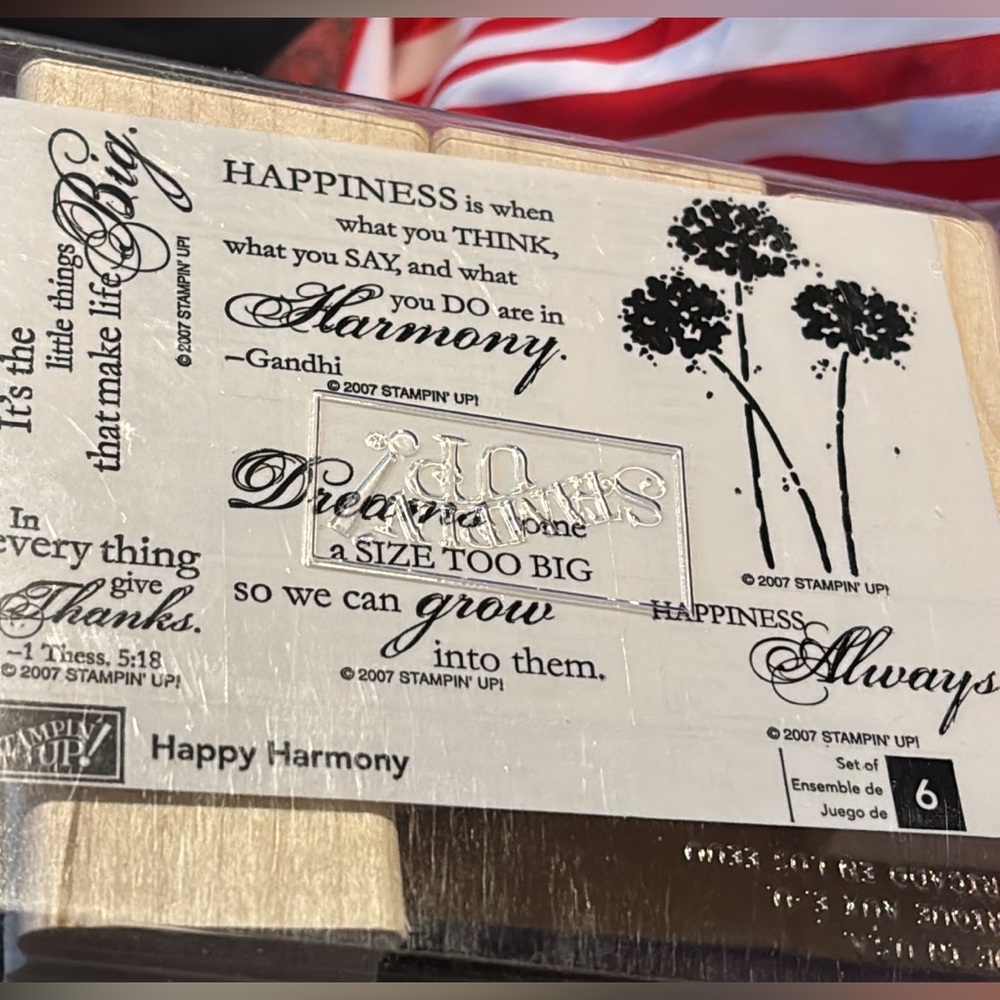 New Stamp up Happy Harmony 6 piece  Stamp Set never used retired